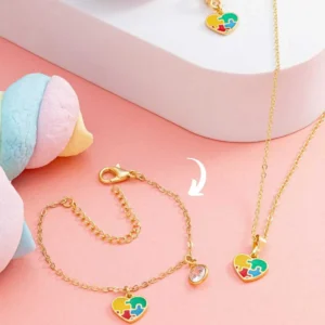 PULSEIRA INFANTIL CORAÇÃO QUEBRA CABEÇA AUTISMO COLORIDO
