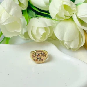ANEL CHANEL COM ZIRCÔNIAS COLORIDAS REGULÁVEL