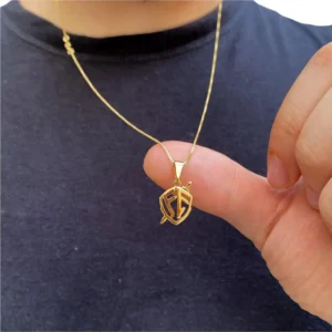 COLAR VENEZIANA FINA + PINGENTE ESCUDO FÉ MASCULINO