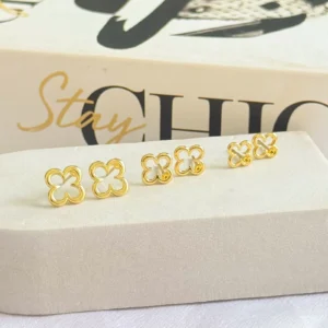 Brinco Trio Trevo De 4 Folhas Vazado