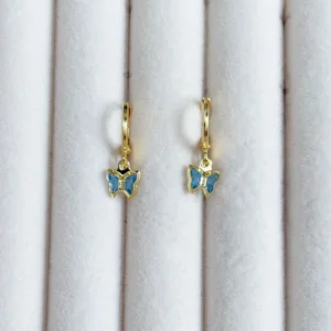 BRINCO ARGOLINHA BORBOLETA AZUL