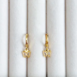 BRINCO ARGOLINHA BORBOLETA CRISTAL