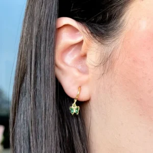 BRINCO ARGOLINHA BORBOLETA VERDE