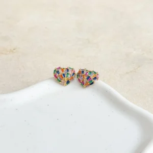 BRINCO CORAÇÃO CRAVEJADO ZIRCÔNIA ASSIMÉTRICAS