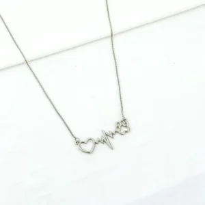 Colar mãe de pet coração com patinha